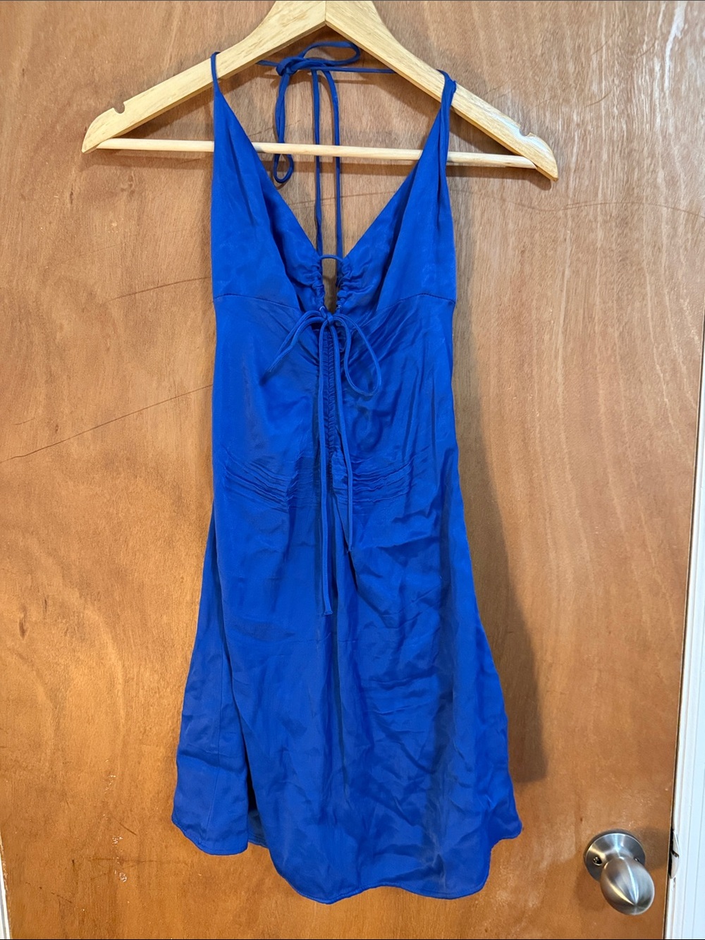 Blue Satin Slip Dress